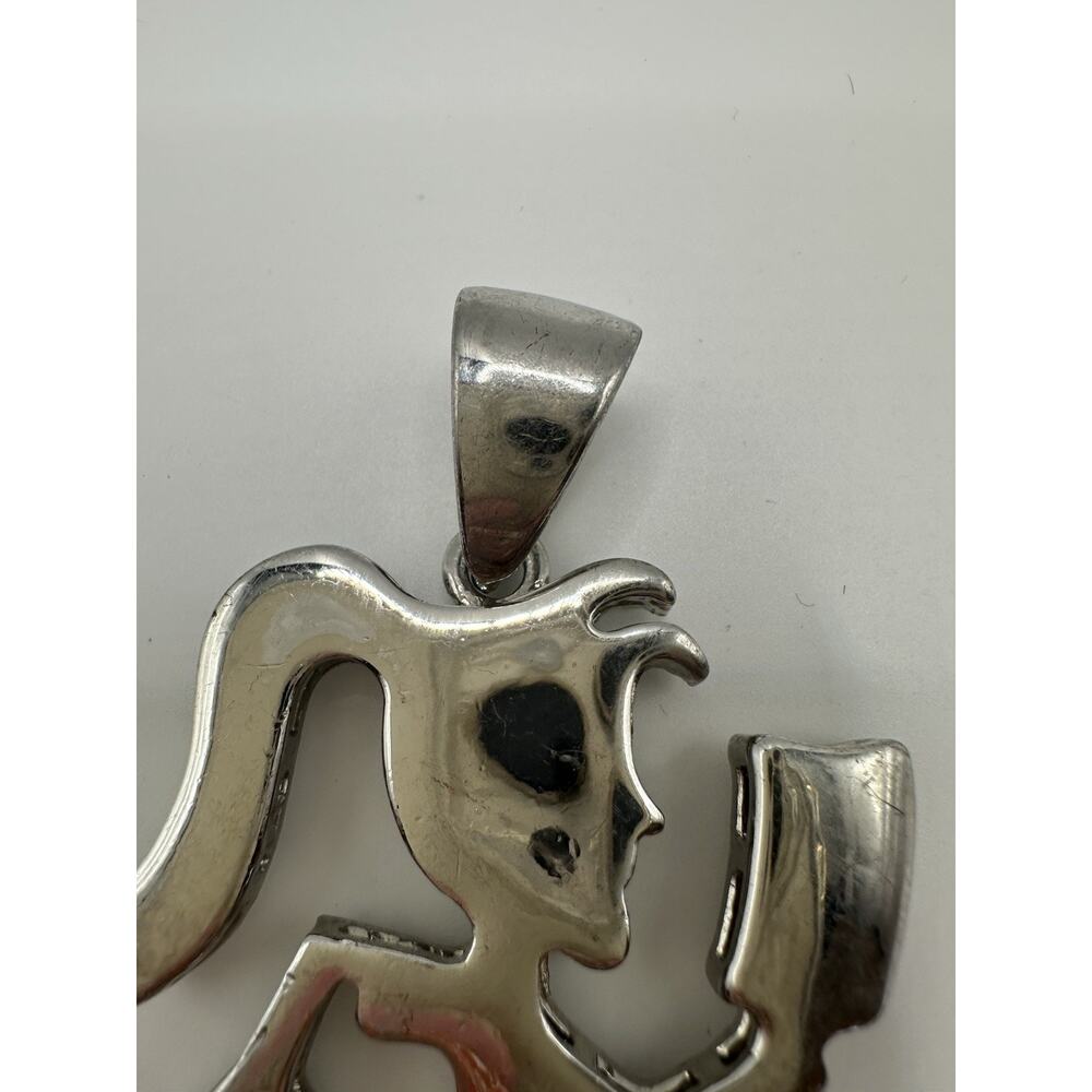 Hatchet Girl Silver Tone Metal Pendant 3” - Picture 4 of 5